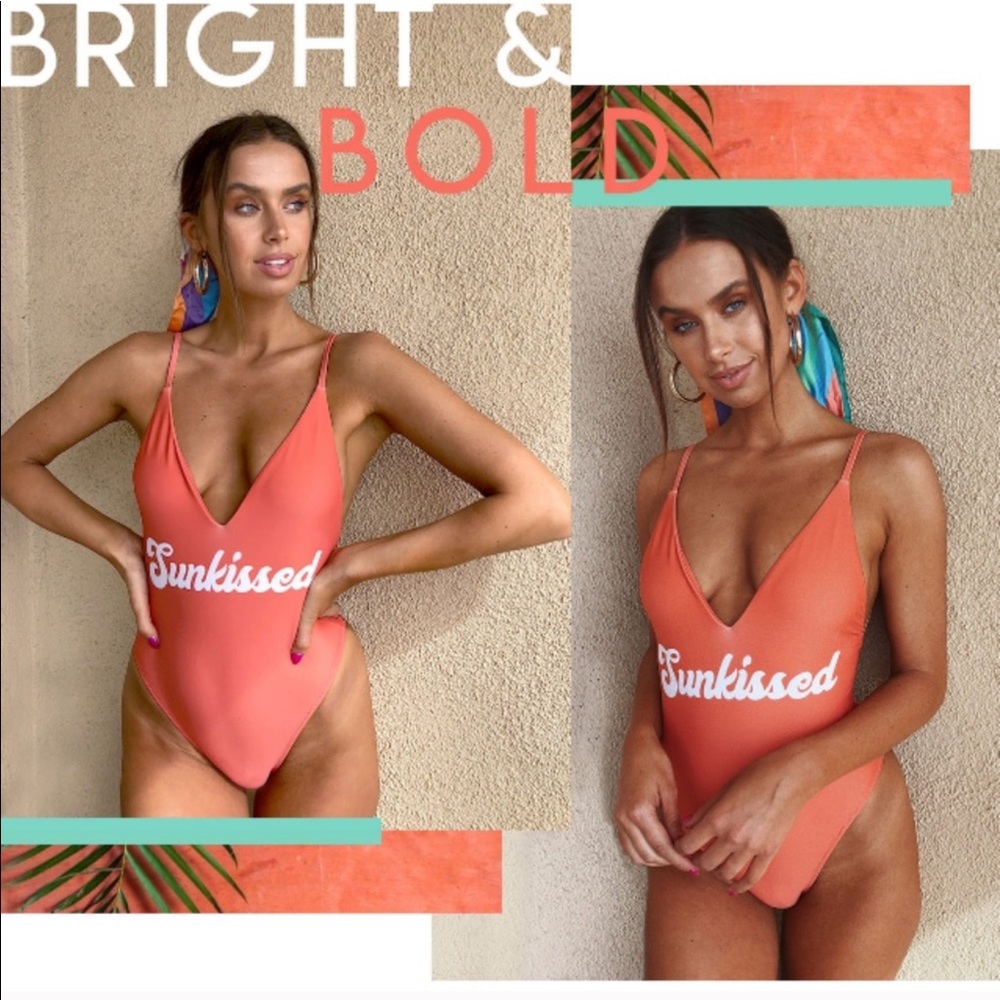 NEW SMYM MuMu Sunkissed One Piece Swimsuit Siesta Key Orange Plunge Size Small - Picture 15 of 16